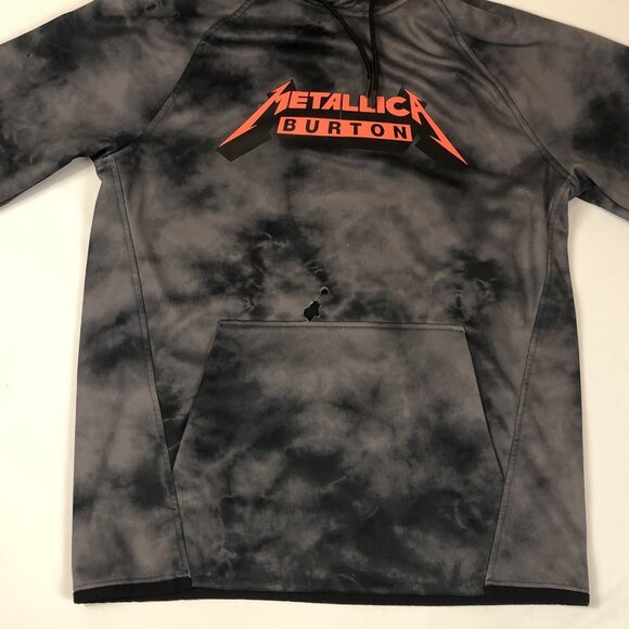 Burton Snowboard x Metallica Hoodie Tie-Dye Sweatshirt Mens Large Distressed Ski - Picture 4 of 15